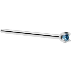 Solid 14KT White Gold (September) 1.5mm Genuine Blue Diamond Nose Ring -Body Jewelry Store G 2067