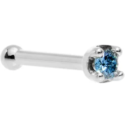 Solid 14KT White Gold (September) 1.5mm Genuine Blue Diamond Nose Ring -Body Jewelry Store G 2075