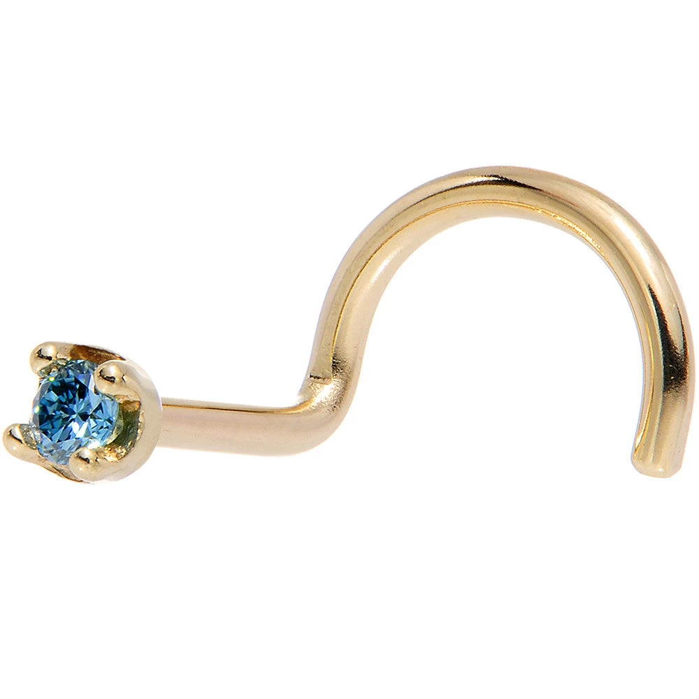 Solid 14KT Yellow Gold (September) 1.5mm Genuine Blue Diamond Nose Ring 8 Solid 14KT Yellow Gold (September) 1.5mm Genuine Blue Diamond Nose Ring - Image 8