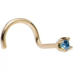 Solid 14KT Yellow Gold (September) 1.5mm Genuine Blue Diamond Nose Ring 21 Solid 14KT Yellow Gold (September) 1.5mm Genuine Blue Diamond Nose Ring -Body Jewelry Store G 2083