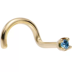 Solid 14KT Yellow Gold (September) 1.5mm Genuine Blue Diamond Nose Ring 14 Solid 14KT Yellow Gold (September) 1.5mm Genuine Blue Diamond Nose Ring -Body Jewelry Store G 2086