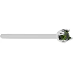 Solid 14KT White Gold (May) 1.5mm Genuine Green Diamond Nose Ring -Body Jewelry Store G 2088