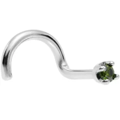 Solid 14KT White Gold (May) 1.5mm Genuine Green Diamond Nose Ring -Body Jewelry Store G 2096 ef3f45c4 47fa 42a7 a1cb 7c4033b4d546