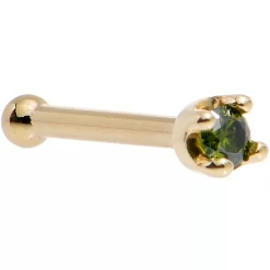 Solid 14KT Yellow Gold (May) 1.5mm Genuine Green Diamond Nose Ring 22 Solid 14KT Yellow Gold (May) 1.5mm Genuine Green Diamond Nose Ring -Body Jewelry Store G 2105