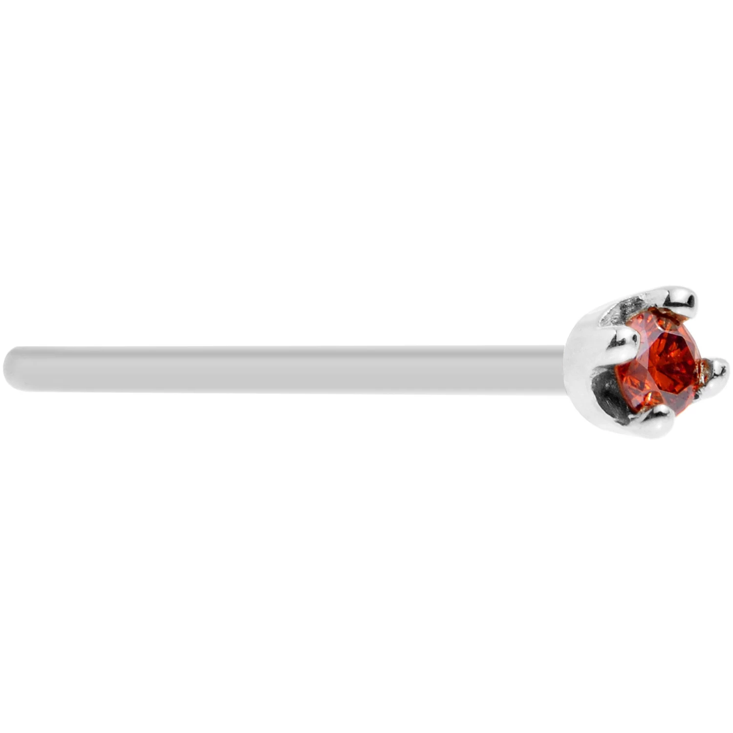 Solid 14KT White Gold (January) 1.5mm Genuine Red Diamond Nose Ring 8 Solid 14KT White Gold (January) 1.5mm Genuine Red Diamond Nose Ring - Image 8