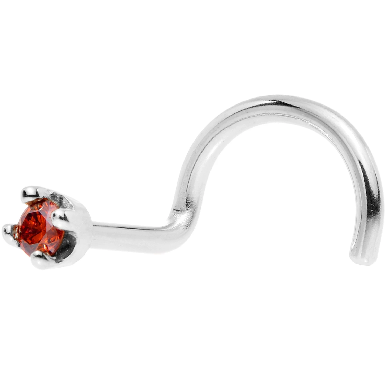 Solid 14KT White Gold (January) 1.5mm Genuine Red Diamond Nose Ring 9 Solid 14KT White Gold (January) 1.5mm Genuine Red Diamond Nose Ring - Image 9