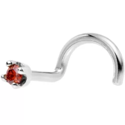Solid 14KT White Gold (January) 1.5mm Genuine Red Diamond Nose Ring 26 Solid 14KT White Gold (January) 1.5mm Genuine Red Diamond Nose Ring -Body Jewelry Store G 2110