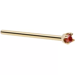Solid 14KT Yellow Gold (January) 1.5mm Genuine Red Diamond Nose Ring -Body Jewelry Store G 2117