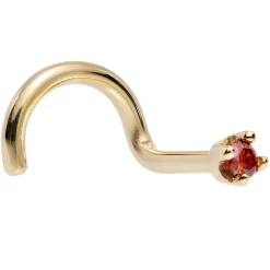 Solid 14KT Yellow Gold (January) 1.5mm Genuine Red Diamond Nose Ring -Body Jewelry Store G 2126