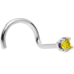 Solid 14KT White Gold (November) 1.5mm Genuine Yellow Diamond Nose Ring 21 Solid 14KT White Gold (November) 1.5mm Genuine Yellow Diamond Nose Ring -Body Jewelry Store G 2133
