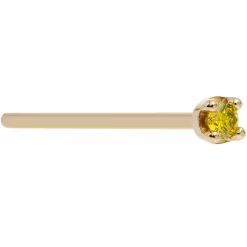 Solid 14KT Yellow Gold (November) 1.5mm Genuine Yellow Diamond Nose Ring -Body Jewelry Store G 2138