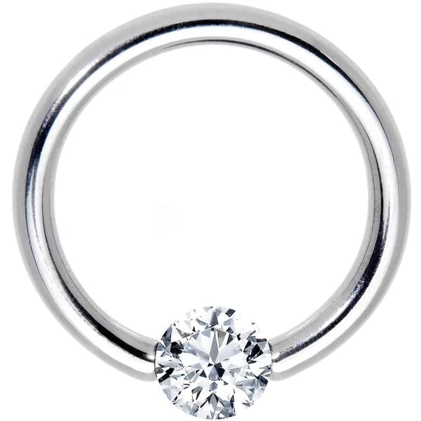 16 Gauge 7/16 Solid 14k White Gold 3mm Clear Cubic Zirconia Tension Captive Ring 1 16 Gauge 7/16 Solid 14k White Gold 3mm Clear Cubic Zirconia Tension Captive Ring