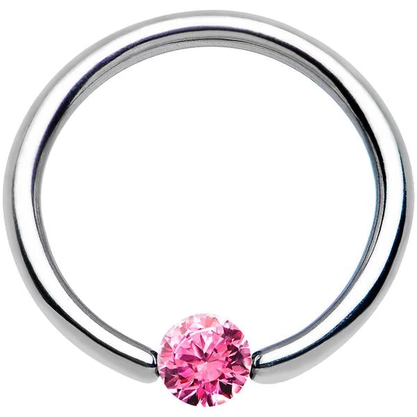 16 Gauge 7/16 Solid 14k White Gold 3mm Pink Cubic Zirconia Tension Captive Ring 1 16 Gauge 7/16 Solid 14k White Gold 3mm Pink Cubic Zirconia Tension Captive Ring