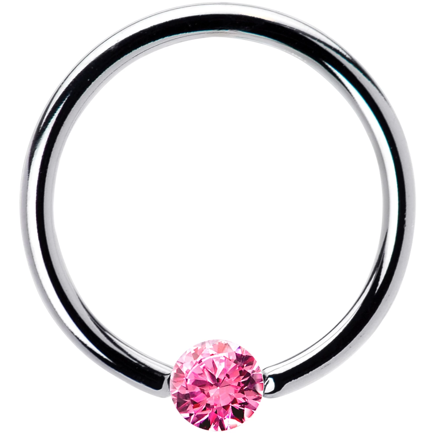 16 Gauge 1/2 Solid 14k White Gold 3mm Pink Cubic Zirconia Tension Captive Ring 1 16 Gauge 1/2 Solid 14k White Gold 3mm Pink Cubic Zirconia Tension Captive Ring