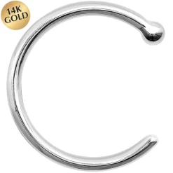 18 Gauge 5/16 Solid 14KT White Gold Nose Hoop