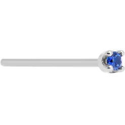 Solid 18KT White Gold (September) 1.5mm Genuine Blue Sapphire Nose Ring -Body Jewelry Store G 2592