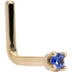 Solid 14KT Yellow Gold (September) 1.5mm Genuine Blue Sapphire Nose Stud Ring 16 Solid 14KT Yellow Gold (September) 1.5mm Genuine Blue Sapphire Nose Stud Ring -Body Jewelry Store G 2595