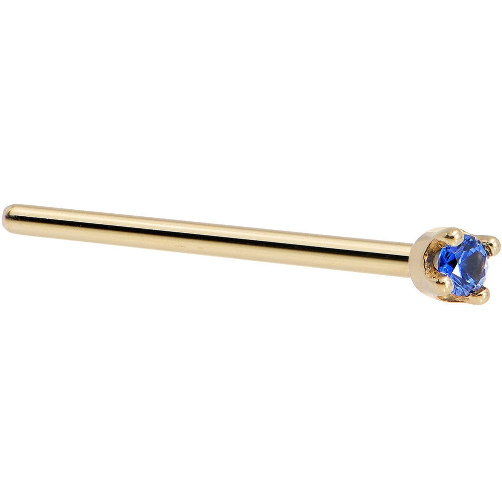 Solid 14KT Yellow Gold (September) 1.5mm Genuine Blue Sapphire Nose Stud Ring 5 Solid 14KT Yellow Gold (September) 1.5mm Genuine Blue Sapphire Nose Stud Ring - Image 5