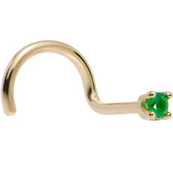 Solid 18KT Yellow Gold (May) 1.5mm Genuine Emerald Nose Ring 18 Solid 18KT Yellow Gold (May) 1.5mm Genuine Emerald Nose Ring -Body Jewelry Store G 2639