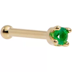 Solid 18KT Yellow Gold (May) 1.5mm Genuine Emerald Nose Ring 20 Solid 18KT Yellow Gold (May) 1.5mm Genuine Emerald Nose Ring -Body Jewelry Store G 2641