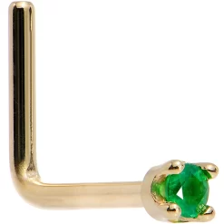 Solid 18KT Yellow Gold (May) 1.5mm Genuine Emerald Nose Ring 21 Solid 18KT Yellow Gold (May) 1.5mm Genuine Emerald Nose Ring -Body Jewelry Store G 2642
