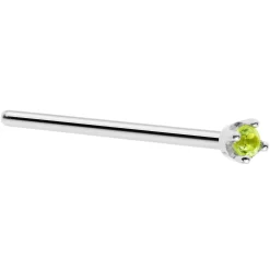 Solid 14KT White Gold (August) 1.5mm Genuine Peridot Nose Ring 21 Solid 14KT White Gold (August) 1.5mm Genuine Peridot Nose Ring -Body Jewelry Store G 2672
