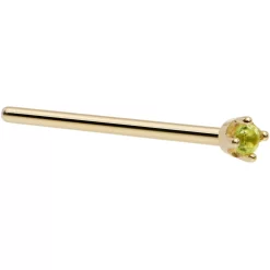 Solid 14KT Yellow Gold (August) 1.5mm Genuine Peridot Nose Ring 21 Solid 14KT Yellow Gold (August) 1.5mm Genuine Peridot Nose Ring -Body Jewelry Store G 2681