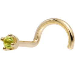 Solid 14KT Yellow Gold (August) 1.5mm Genuine Peridot Nose Ring 22 Solid 14KT Yellow Gold (August) 1.5mm Genuine Peridot Nose Ring -Body Jewelry Store G 2683