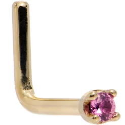 Solid 18KT Yellow Gold 1.5mm Genuine Pink Sapphire Nose Ring -Body Jewelry Store G 2695 ab246b0b c2cb 4316 851a 983281b6da00
