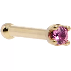 Solid 18KT Yellow Gold 1.5mm Genuine Pink Sapphire Nose Ring -Body Jewelry Store G 2696 a617a1f0 acb9 44e4 a2d4 ceb614453057