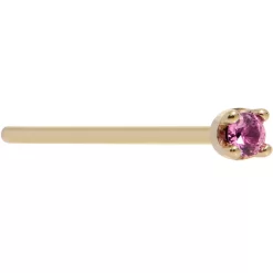 Solid 18KT Yellow Gold 1.5mm Genuine Pink Sapphire Nose Ring -Body Jewelry Store G 2702
