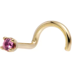 Solid 18KT Yellow Gold 1.5mm Genuine Pink Sapphire Nose Ring -Body Jewelry Store G 2703 07d36936 a212 426c 81a4 9206a3cd8772