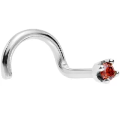 Solid 14KT White Gold (January) 1.5mm Genuine Red Diamond Nose Ring 19 Solid 14KT White Gold (January) 1.5mm Genuine Red Diamond Nose Ring -Body Jewelry Store G 2733