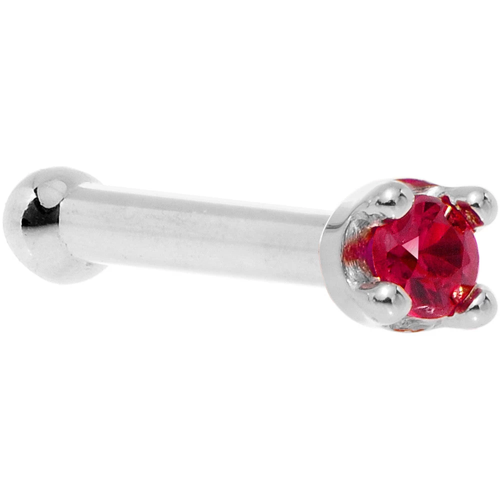 Solid 18KT White Gold 1.5mm Diamond Cut Genuine Ruby Nose Ring 9 Solid 18KT White Gold 1.5mm Diamond Cut Genuine Ruby Nose Ring - Image 9