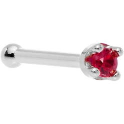 Solid 18KT White Gold 1.5mm Diamond Cut Genuine Ruby Nose Ring 28 Solid 18KT White Gold 1.5mm Diamond Cut Genuine Ruby Nose Ring -Body Jewelry Store G 2749