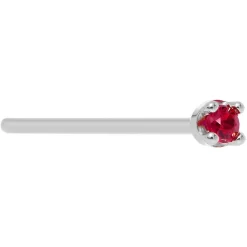 Solid 18KT White Gold 1.5mm Diamond Cut Genuine Ruby Nose Ring 30 Solid 18KT White Gold 1.5mm Diamond Cut Genuine Ruby Nose Ring -Body Jewelry Store G 2751