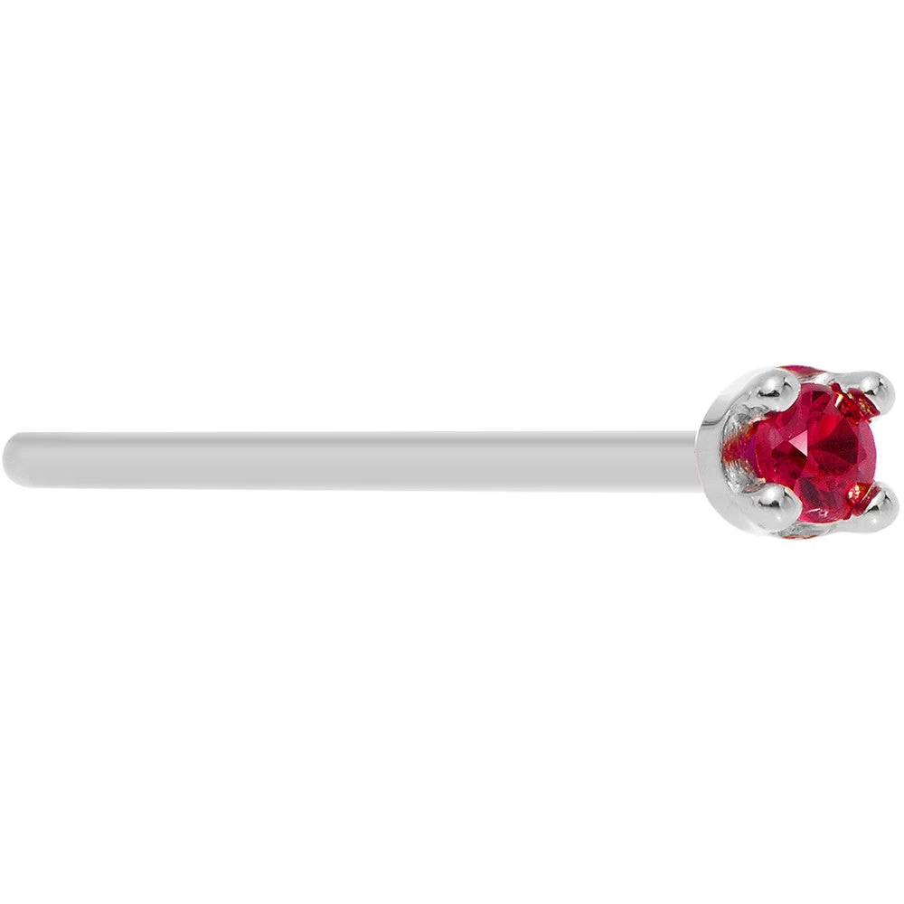 Solid 18KT White Gold 1.5mm Diamond Cut Genuine Ruby Nose Ring 14 Solid 18KT White Gold 1.5mm Diamond Cut Genuine Ruby Nose Ring - Image 14