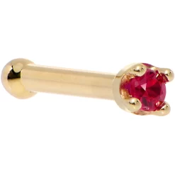 Solid 18KT Yellow Gold 1.5mm Diamond Cut Genuine Ruby Nose Ring -Body Jewelry Store G 2756 37e8beb6 1f26 4069 ad32 46fa08f7c80b