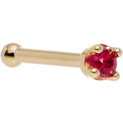Solid 18KT Yellow Gold 1.5mm Diamond Cut Genuine Ruby Nose Ring -Body Jewelry Store G 2759