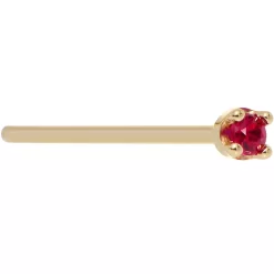 Solid 18KT Yellow Gold 1.5mm Diamond Cut Genuine Ruby Nose Ring -Body Jewelry Store G 2761