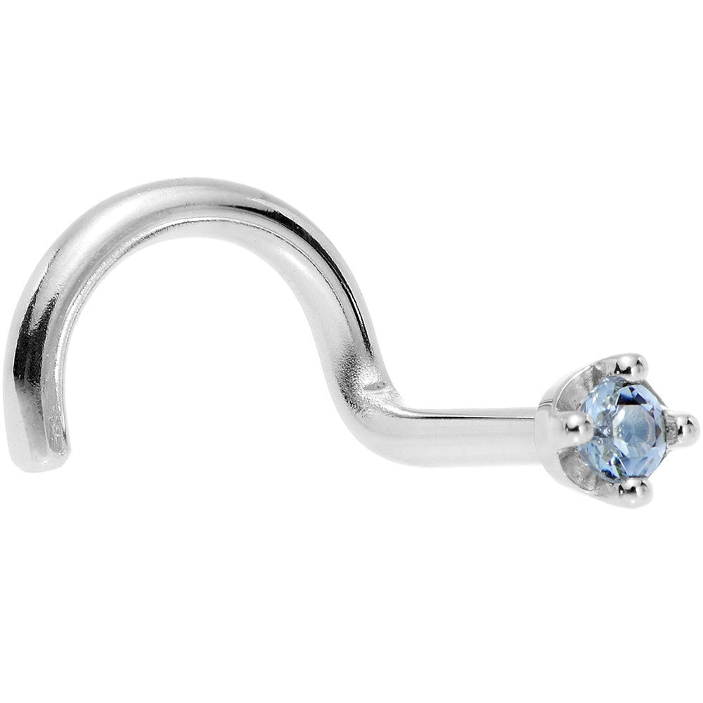 Solid 18KT White Gold (December) 1.5mm Genuine Topaz Nose Ring 2 Solid 18KT White Gold (December) 1.5mm Genuine Topaz Nose Ring - Image 2