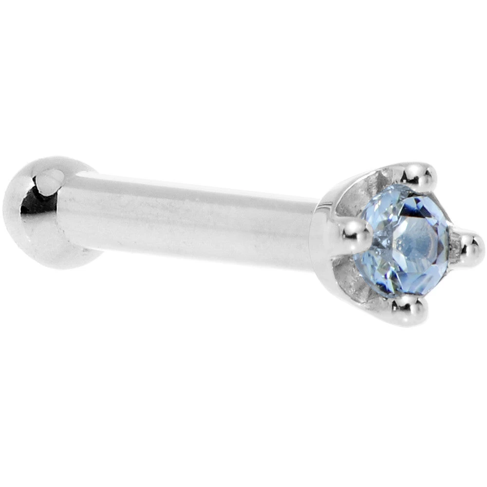 Solid 18KT White Gold (December) 1.5mm Genuine Topaz Nose Ring 5 Solid 18KT White Gold (December) 1.5mm Genuine Topaz Nose Ring - Image 5