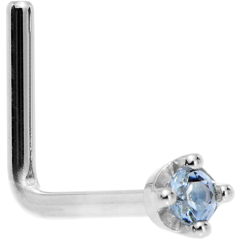 Solid 18KT White Gold (December) 1.5mm Genuine Topaz Nose Ring 8 Solid 18KT White Gold (December) 1.5mm Genuine Topaz Nose Ring - Image 8