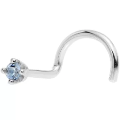 Solid 18KT White Gold (December) 1.5mm Genuine Topaz Nose Ring 21 Solid 18KT White Gold (December) 1.5mm Genuine Topaz Nose Ring -Body Jewelry Store G 2770
