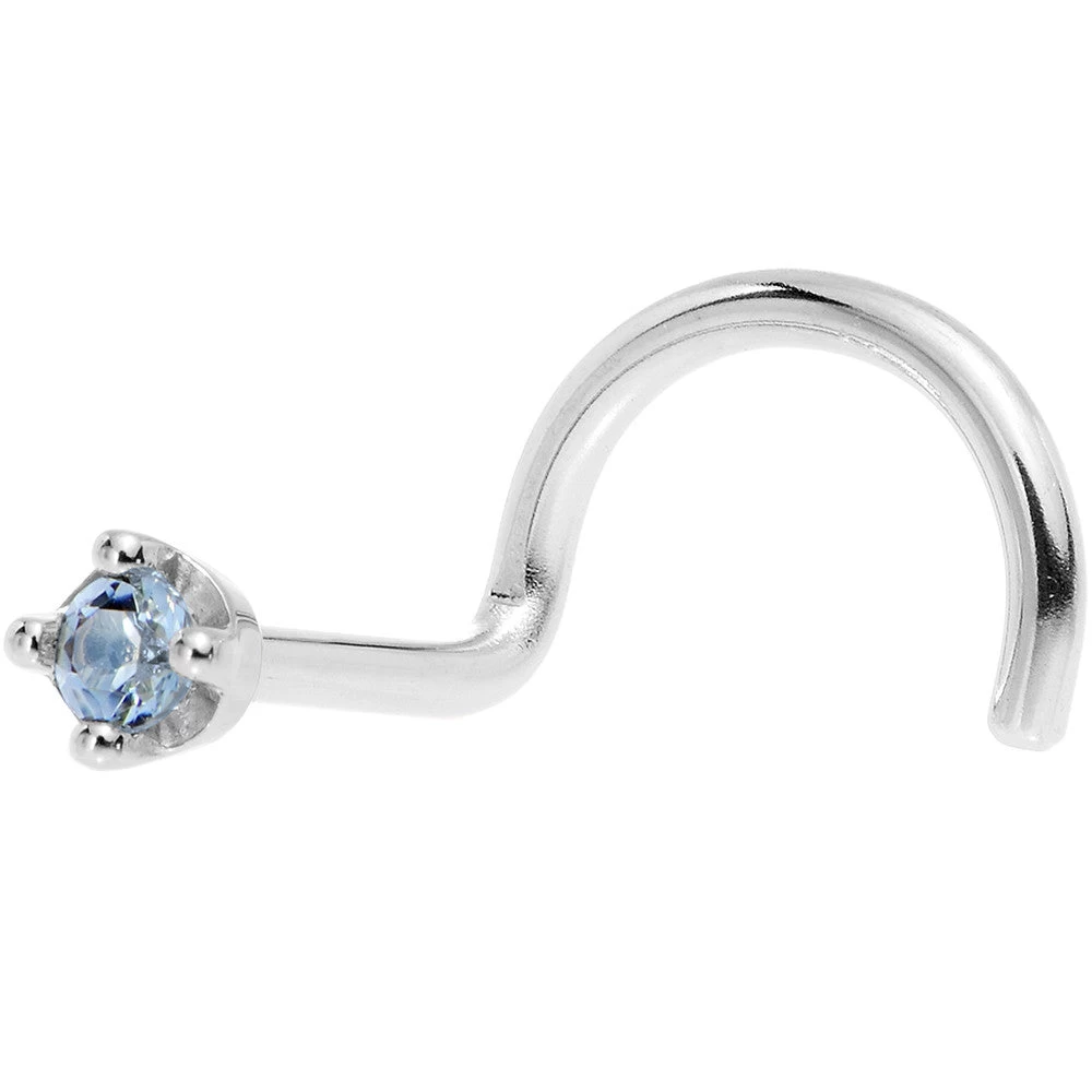 Solid 18KT White Gold (December) 1.5mm Genuine Topaz Nose Ring 10 Solid 18KT White Gold (December) 1.5mm Genuine Topaz Nose Ring - Image 10