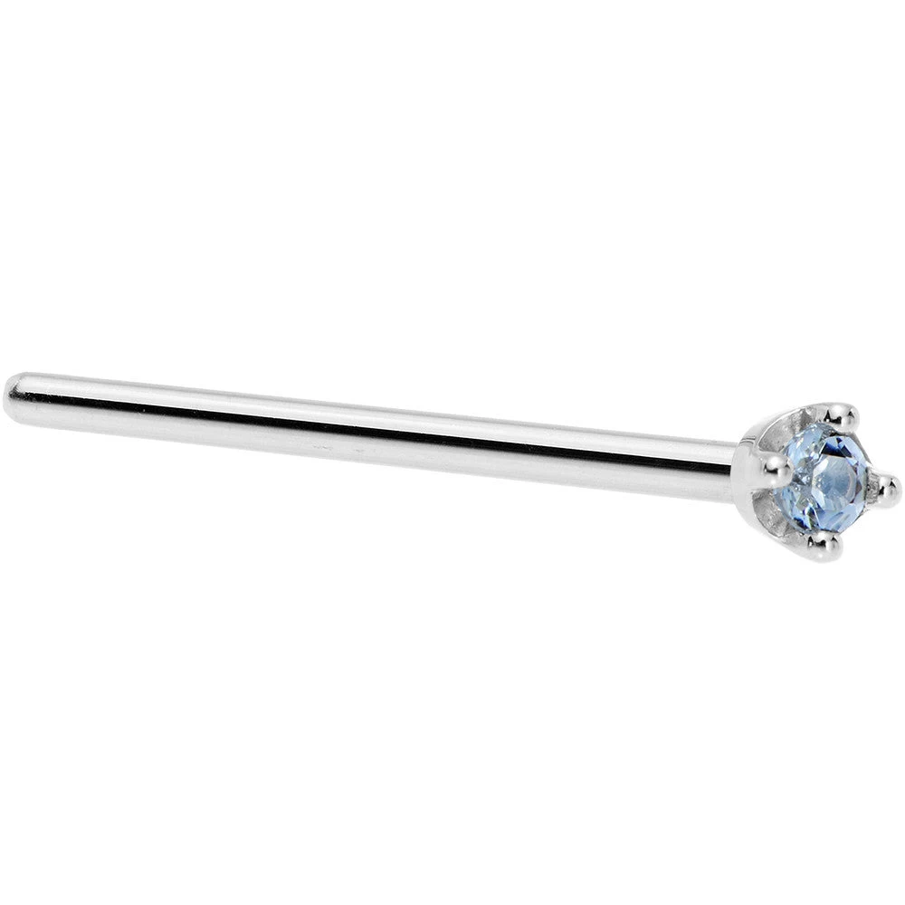 Solid 18KT White Gold (December) 1.5mm Genuine Topaz Nose Ring 6 Solid 18KT White Gold (December) 1.5mm Genuine Topaz Nose Ring - Image 6