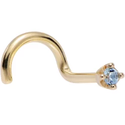 Solid 18KT Yellow Gold (December) 1.5mm Genuine Topaz Nose Ring -Body Jewelry Store G 2774