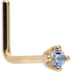 Solid 18KT Yellow Gold (December) 1.5mm Genuine Topaz Nose Ring -Body Jewelry Store G 2778
