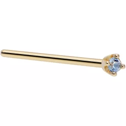 Solid 18KT Yellow Gold (December) 1.5mm Genuine Topaz Nose Ring -Body Jewelry Store G 2782