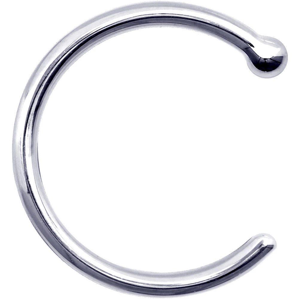 18 Gauge 3/8 Solid 18KT White Gold Nose Hoop 3 18 Gauge 3/8 Solid 18KT White Gold Nose Hoop - Image 3
